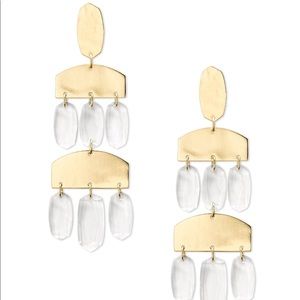 Emmet Gold Statement Earrings In Clear Glass